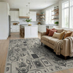 Vintage Scientific Curiosities Entomology Botanical Rug Living Room View