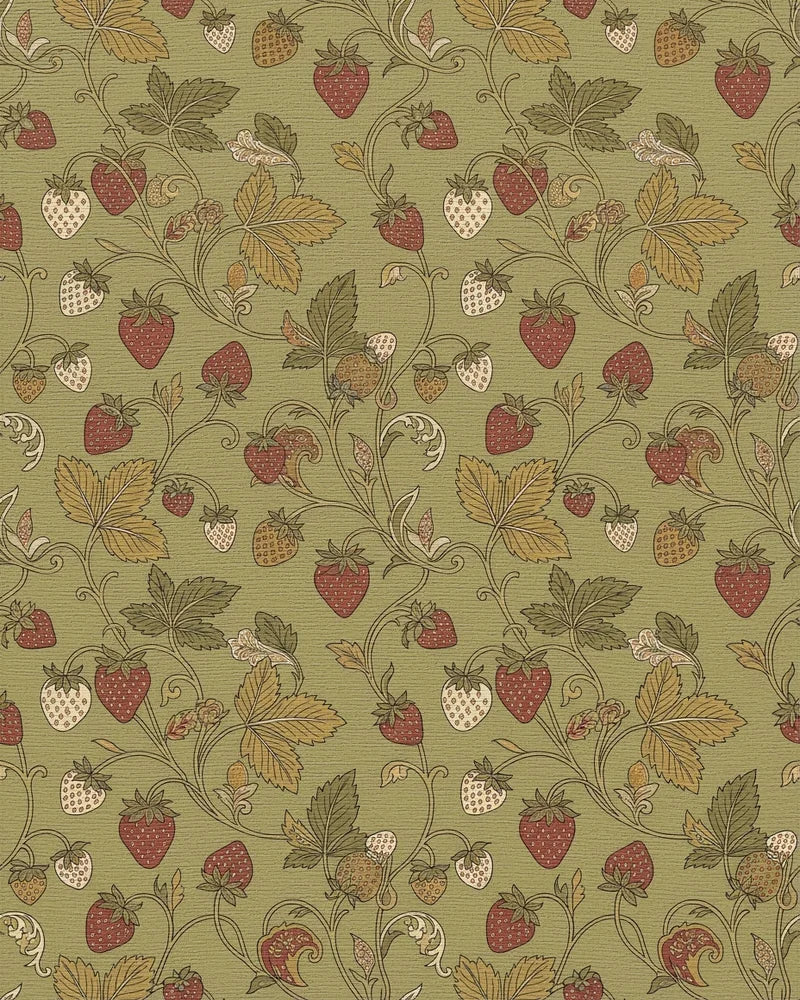 Vintage Strawberry Vine Woodland Rug - Cutout View
