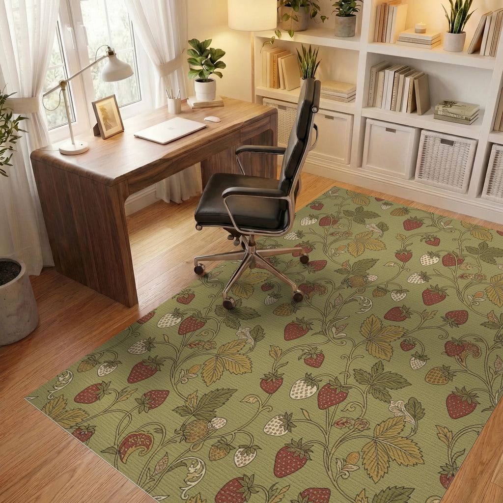 Vintage Strawberry Vine Woodland Rug Office View