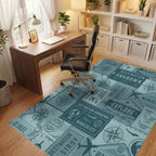 Vintage Travel Stamp Collage Rug Office View