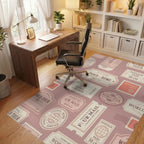 Vintage Travel Ticket Collage Rug Office View