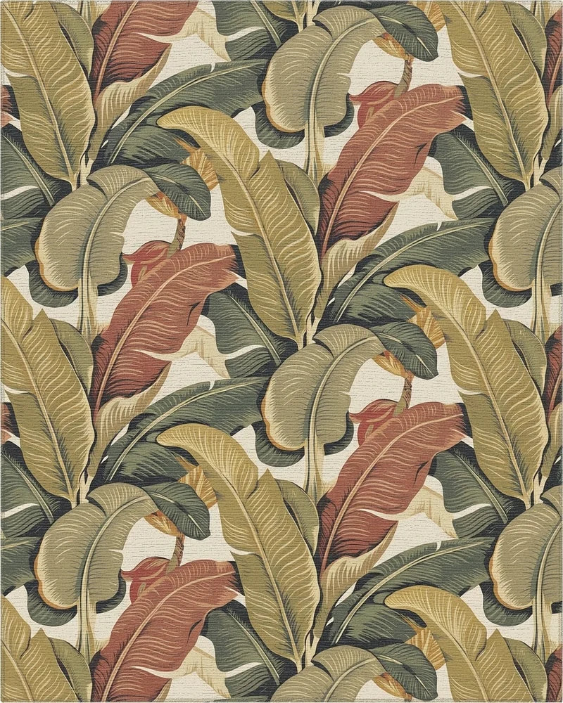 Vintage Tropical Banana Leaf Arrangement Rug - Cutout View