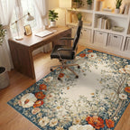 Vintage White Orange Floral Arch Rug Office View