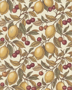 Vintage Yellow Lemon Cherry Branches Rug - Cutout View