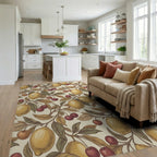 Vintage Yellow Lemon Cherry Branches Rug Living Room View