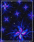 Vivid Blue Nebula Starburst Floral Rug - Cutout View