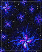 Vivid Blue Nebula Starburst Floral Rug - Cutout View