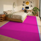 Vivid Fuchsia Textured Border Rug - Bedroom View