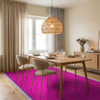 Vivid Fuchsia Textured Border Rug - Dining Room View