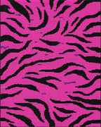 Vivid Pink Black Zebra Stripe Rug - Cutout View