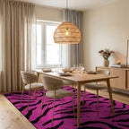 Vivid Pink Black Zebra Stripe Rug - Dining Room View