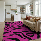 Vivid Pink Black Zebra Stripe Rug - Living Room View