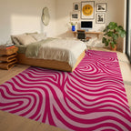 Vivid Pink Swirl Pattern Rug Bedroom View