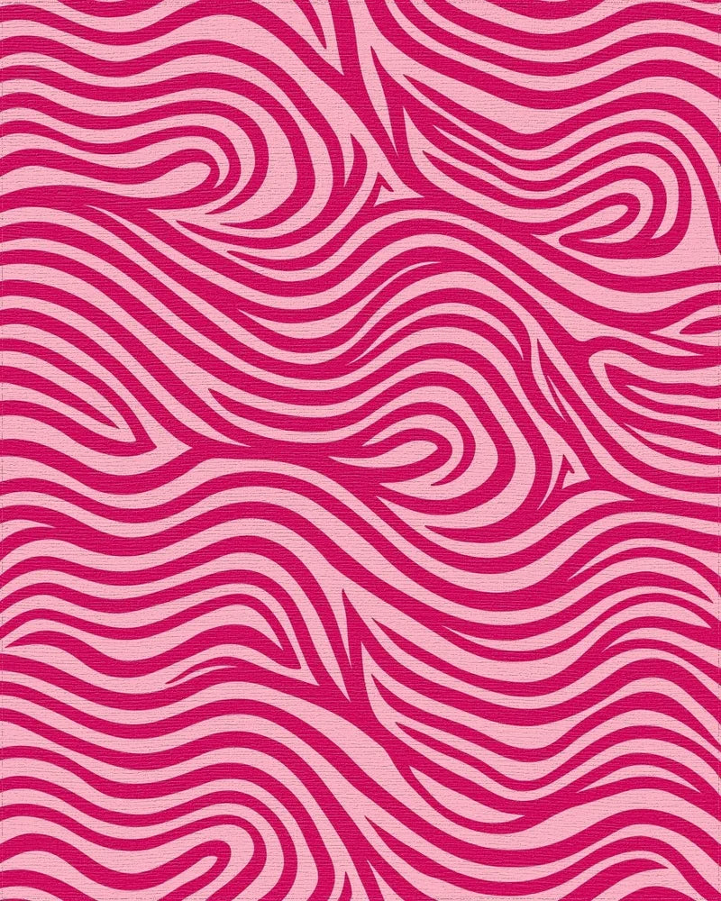 Vivid Pink Swirl Pattern Rug - Cutout View