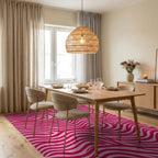 Vivid Pink Swirl Pattern Rug Dining Room View
