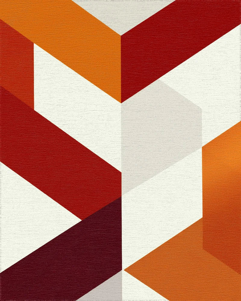 Warm Amber Geometric Block Rug - Cutout View