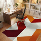 Warm Amber Geometric Block Rug - Office View