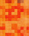 Warm Amber Geometric Checkered Tile Rug - Cutout View