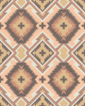 Warm Earthy Diamond Cross Geometric Rug - Cutout View