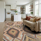 Warm Earthy Diamond Cross Geometric Rug Living Room View