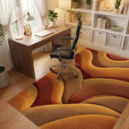 Warm Earthy Tone Wavy Layers Rug - Office View