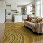Warm Earthy Wavy Swirl Rug Living Room View