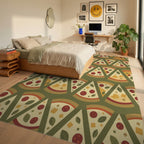 Warm Golden Pepperoni Pizza Slices Rug Bedroom View