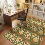 Warm Golden Pepperoni Pizza Slices Rug Office View