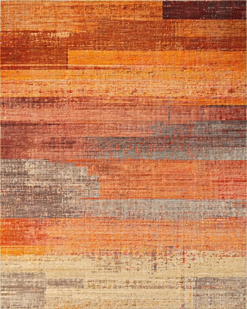 Warm Hues Textured Horizontal Bands Rug - Cutout View