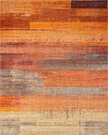 Warm Hues Textured Horizontal Bands Rug - Cutout View