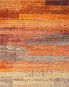 Warm Hues Textured Horizontal Bands Rug - Cutout View