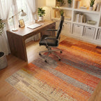 Warm Hues Textured Horizontal Bands Rug - Office View