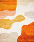 Warm Organic Wavy Color Block Rug - Cutout View