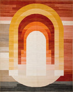 Warm Spectrum Arch Abstract Rug - Cutout View