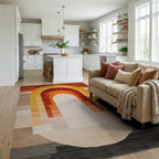 Warm Spectrum Arch Abstract Rug - Living Room View