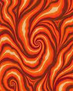 Warm Swirl Orange Abstract Rug - Cutout View