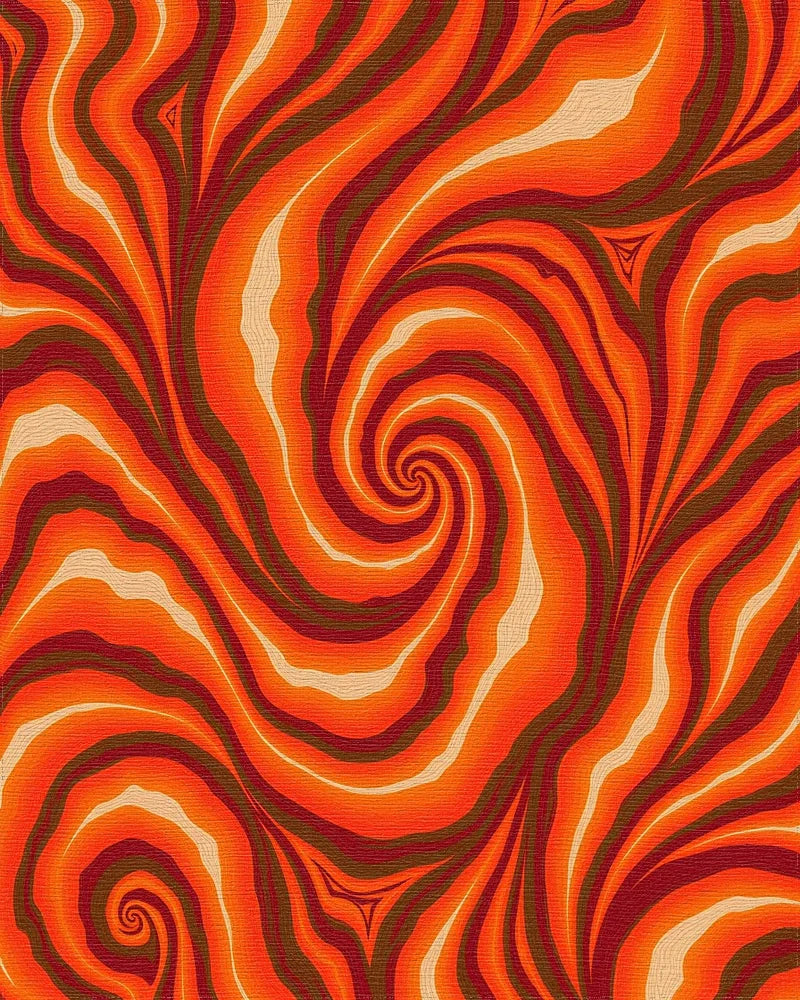 Warm Swirl Orange Abstract Rug - Cutout View