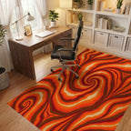 Warm Swirl Orange Abstract Rug Office View