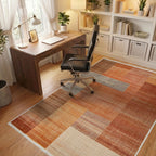 Warm Terracotta Patchwork Rectangular Rug - Office View