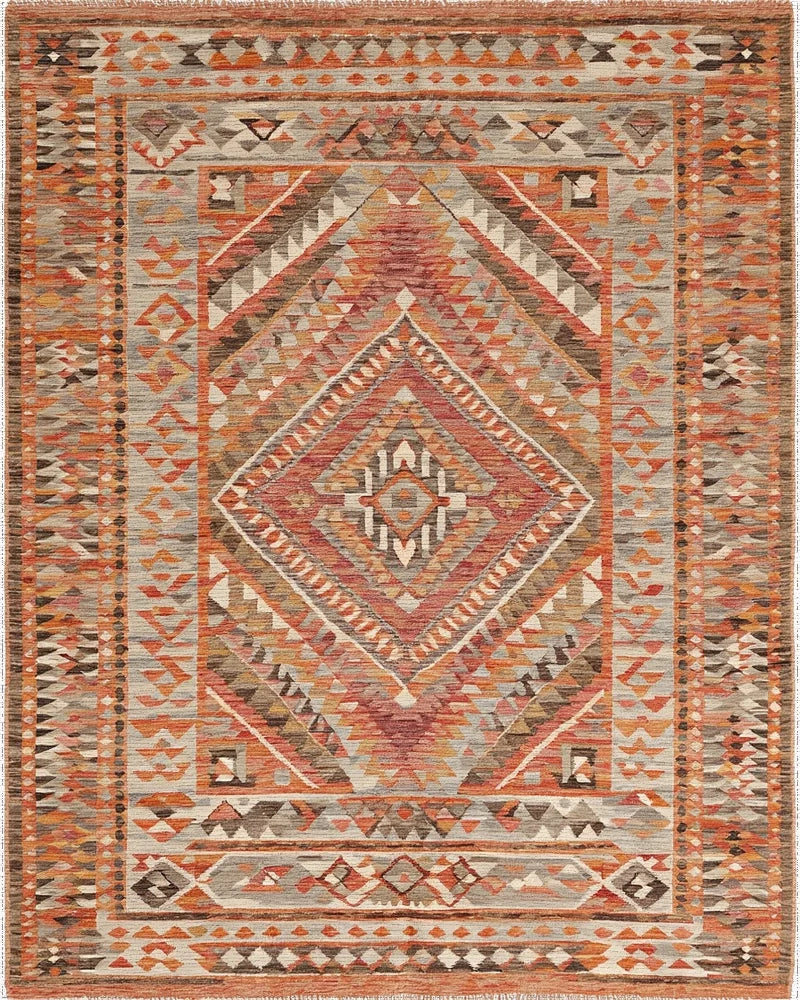 Warm Tones Geometric Diamond Tribal Rug - Cutout View
