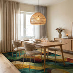 Wavy Abstract Geometric Texture Rug - Dining Room View