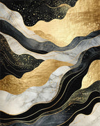 Wavy Black Gold Marble Starry Rug - Cutout View