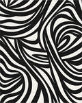 Wavy Black White Abstract Pattern Rug - Cutout View