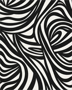 Wavy Black White Abstract Pattern Rug - Cutout View