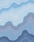 Wavy Blue And White Lines Pattern Rug - Cutout View