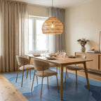 Wavy Blue And White Lines Pattern Rug Dining Room View