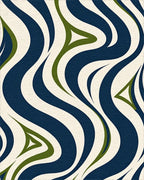 Wavy Blue Green Cream Pattern Rug - Cutout View