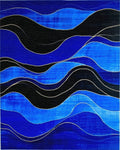 Wavy Lines Cobalt Black Overlay Rug - Cutout View