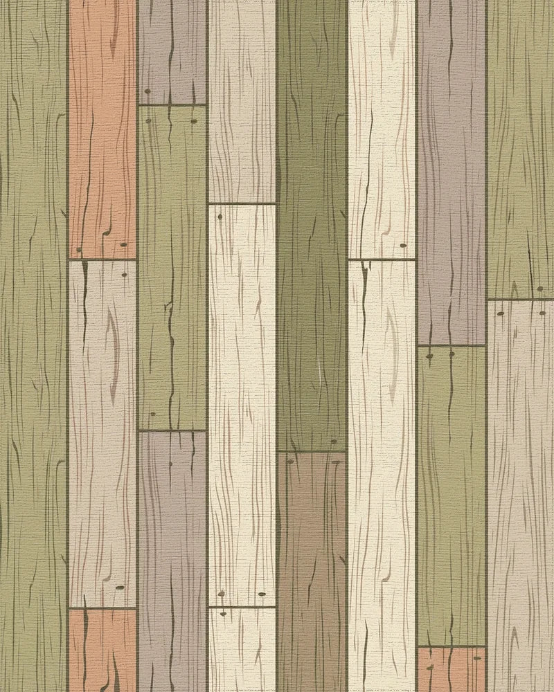 Weathered Wood Plank Multicolored Rug - Cutout View