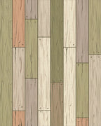 Weathered Wood Plank Multicolored Rug - Cutout View